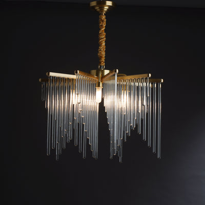 Modern linear brass chandelier