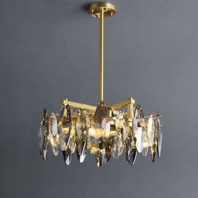 Industrial style crystal round chandelier