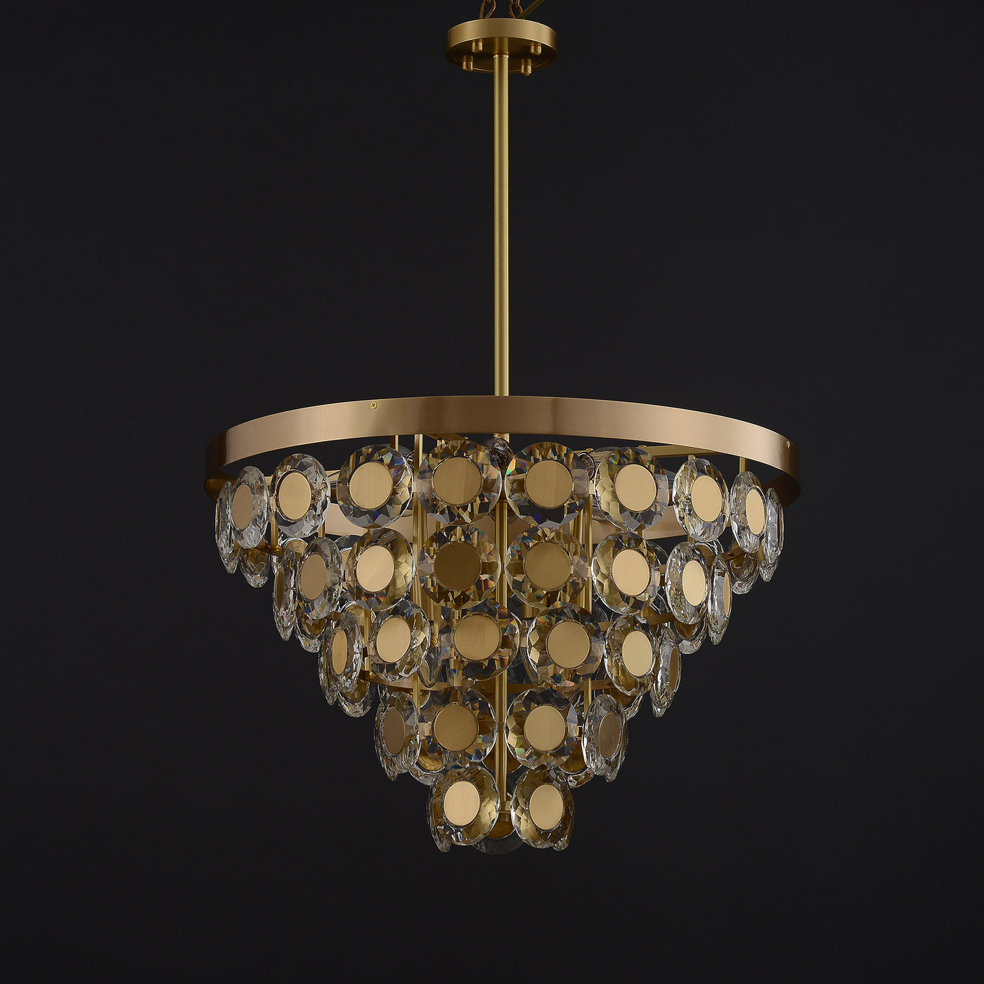 Conical Gold Coin Crystal Chandelier
