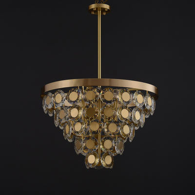 Conical Gold Coin Crystal Chandelier