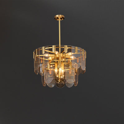Amber Brass Glass Chandelier
