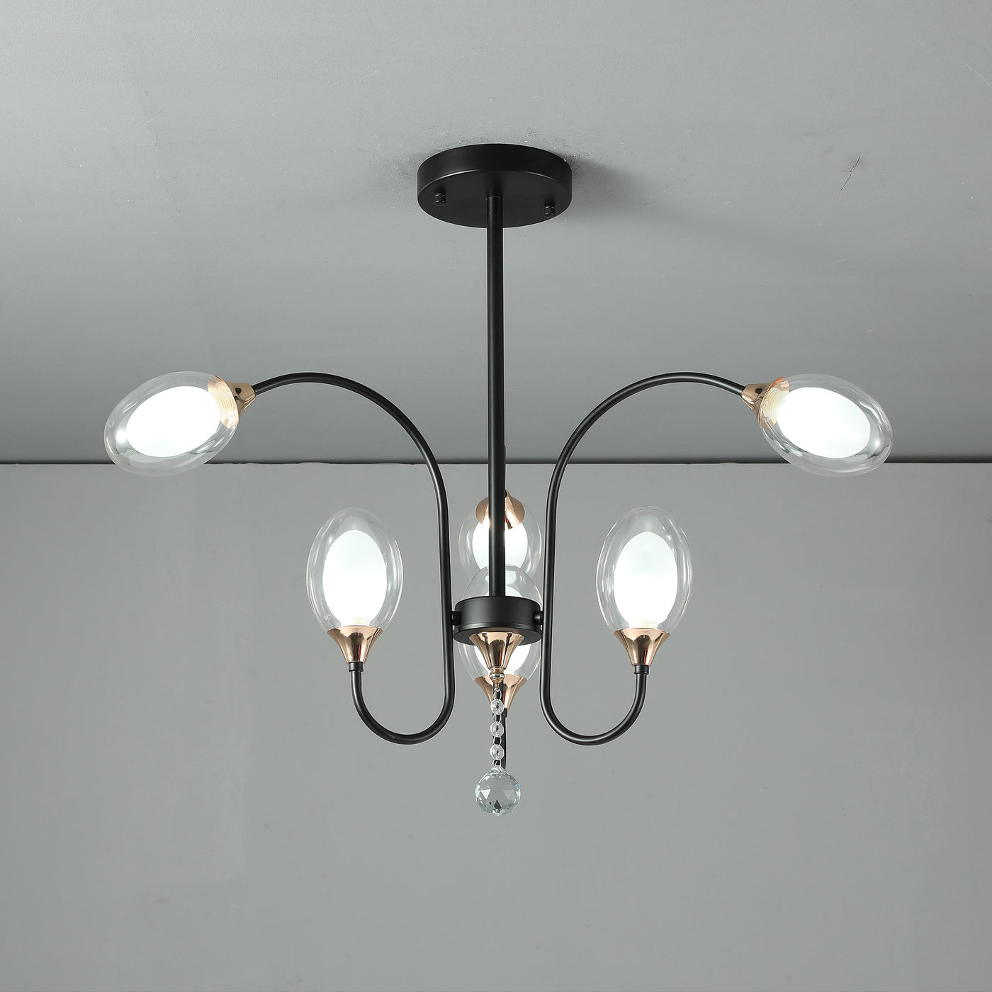 Black and gold modern pendant chandelier