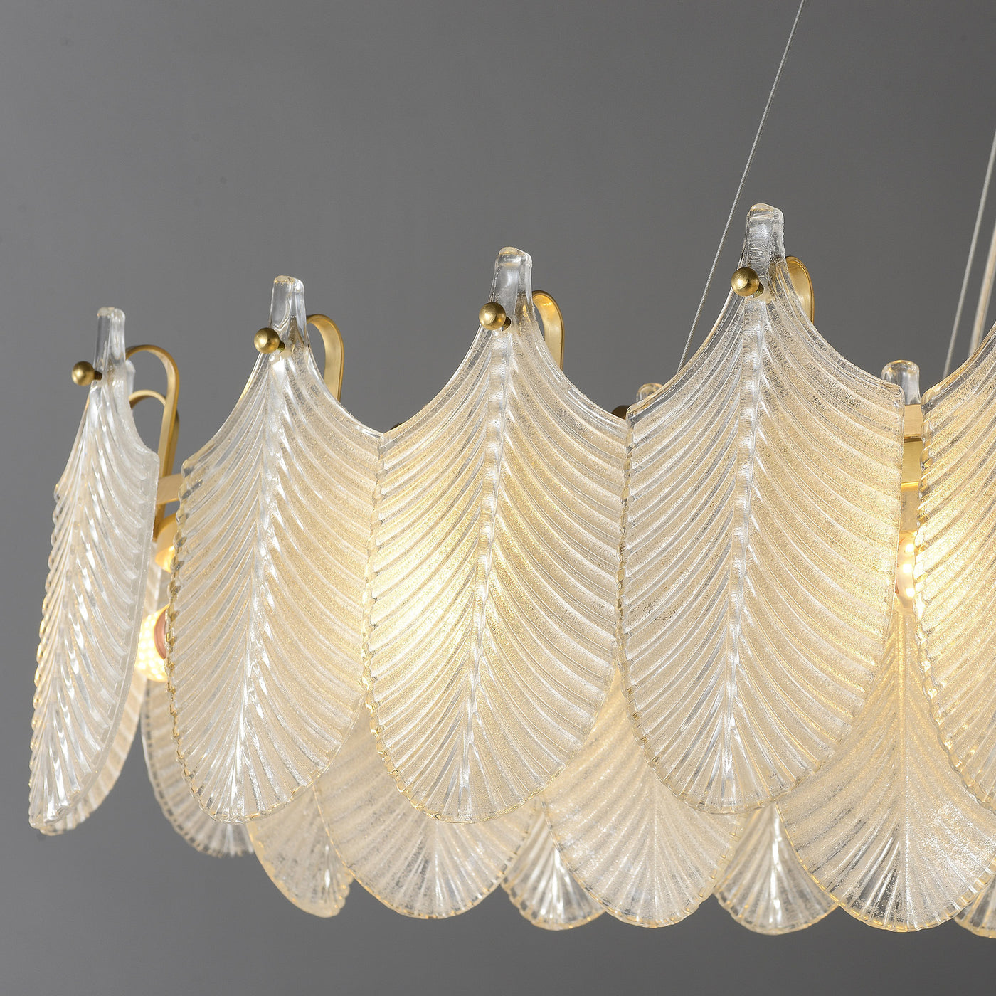 White Leaf rectangular chandelier
