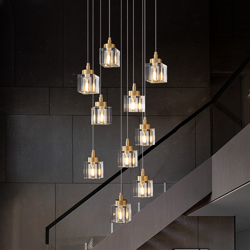 10 Lights Cube Crystal Chandelier