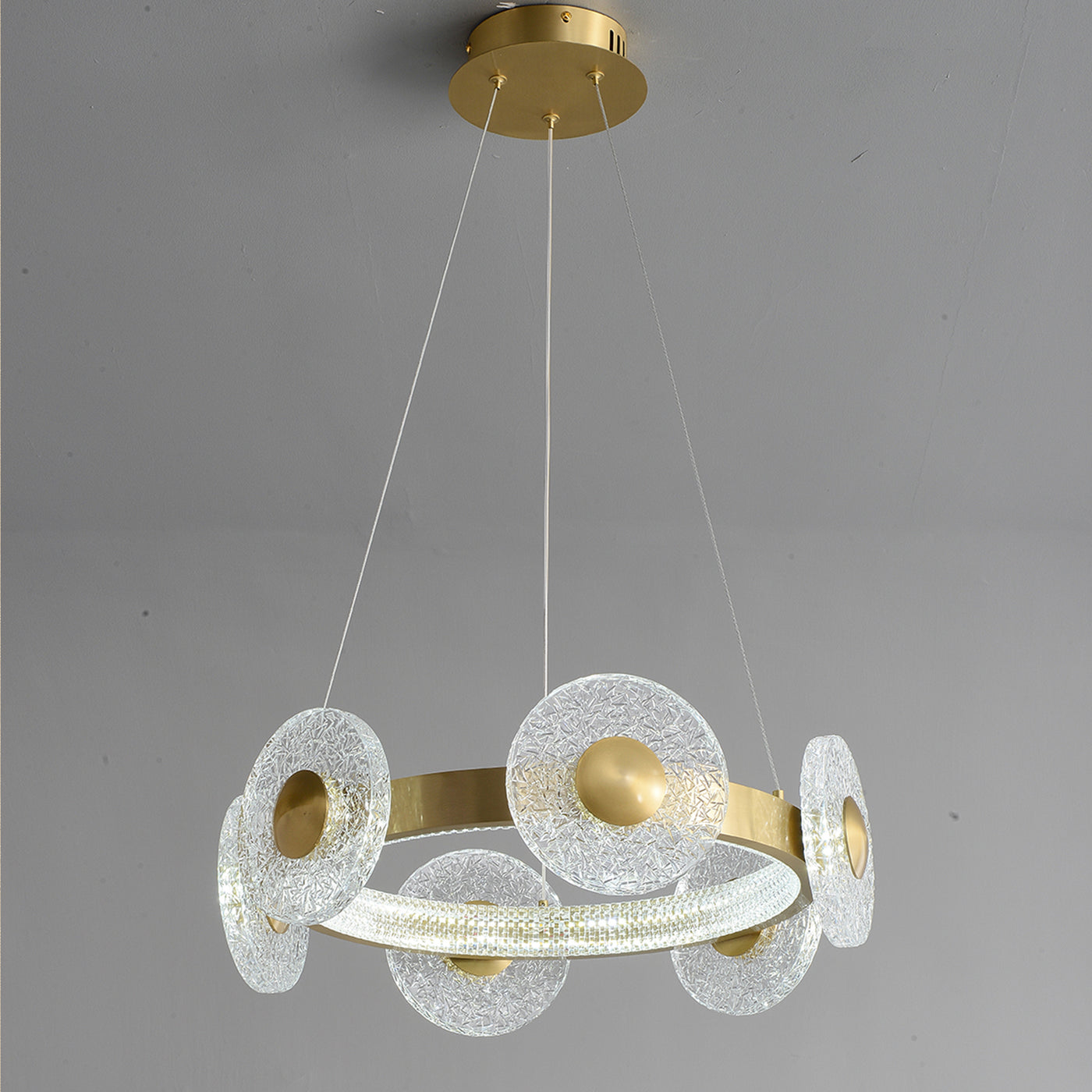 Creative simple disc brass chandelier