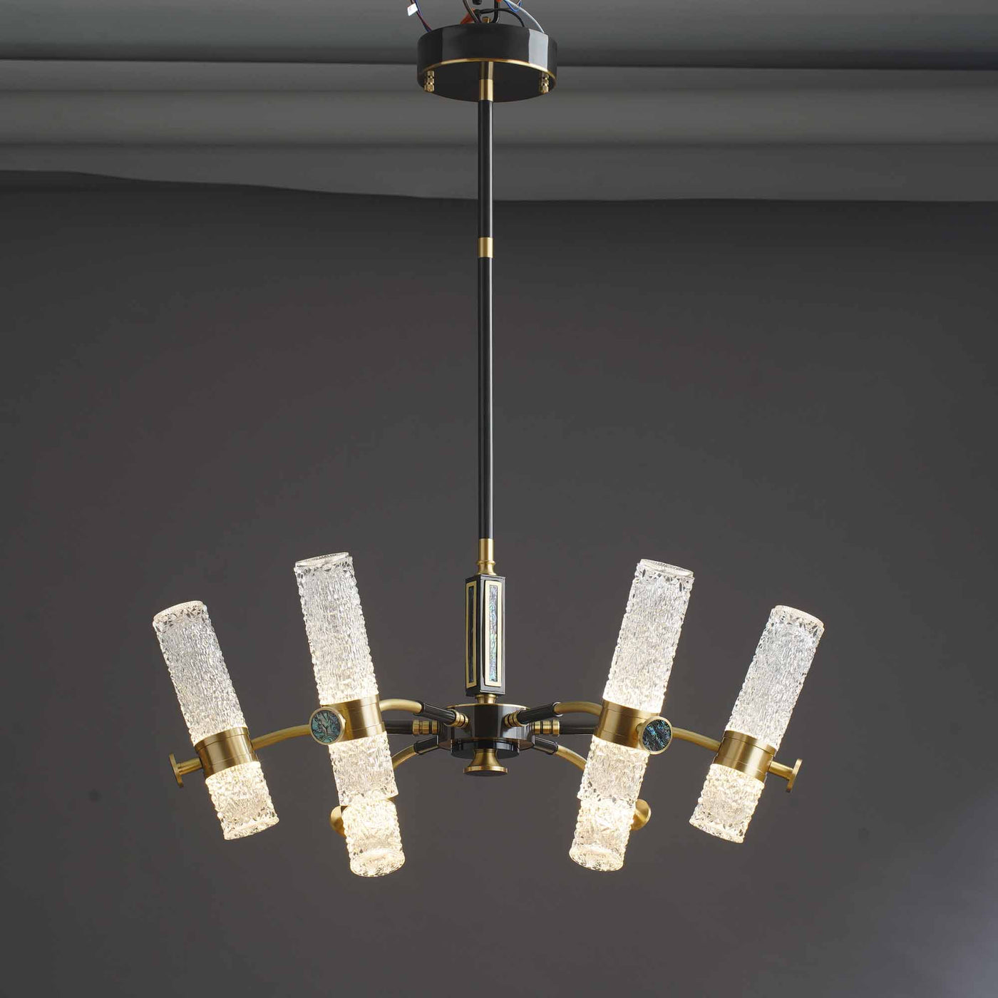 Fashion Modern black round full copper chandelier