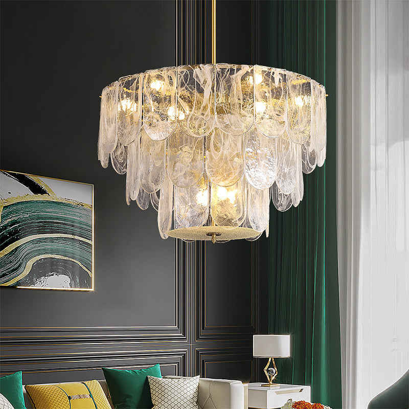 Transparent Glass Three-tier Chandelier