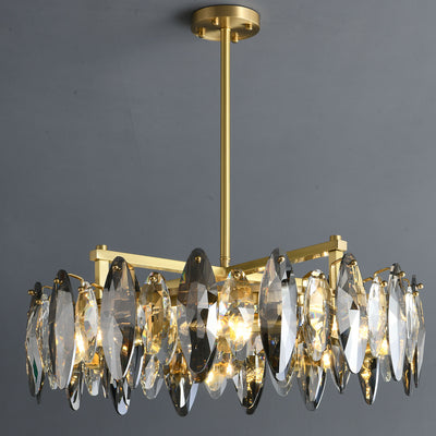 Industrial style crystal round chandelier