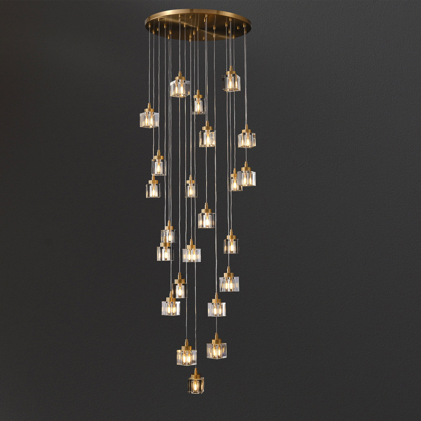 23 Lights Cube Crystal Chandelier