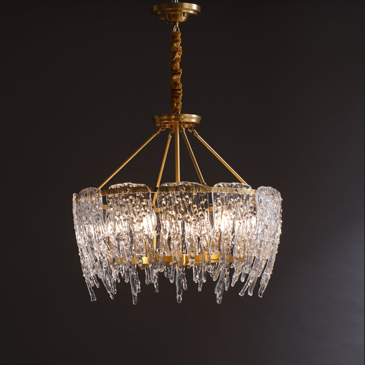 Postmodern luxury and full copper raindrop chandelier