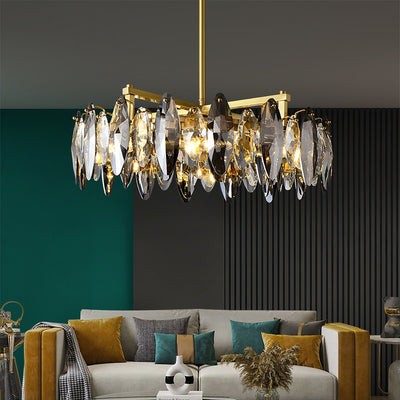 Industrial style crystal round chandelier