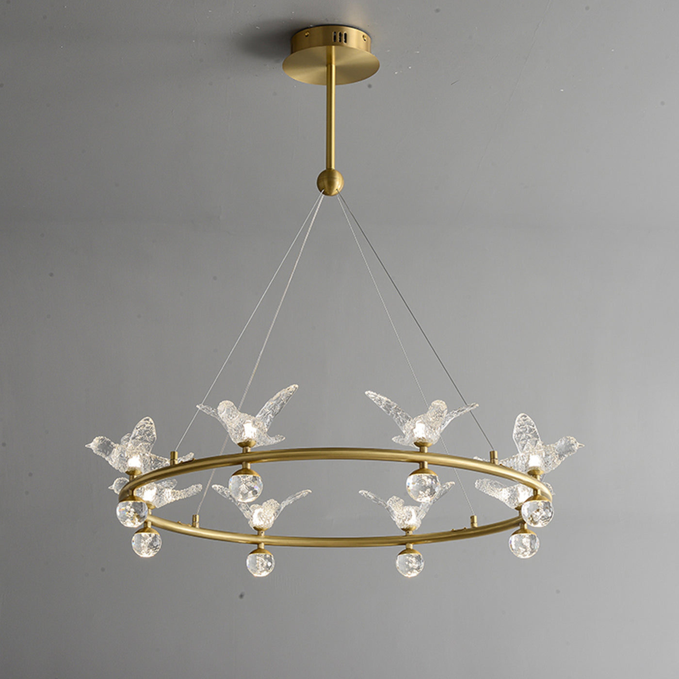 Multi birds ring chandelier
