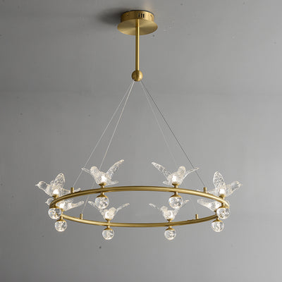 Multi birds ring chandelier