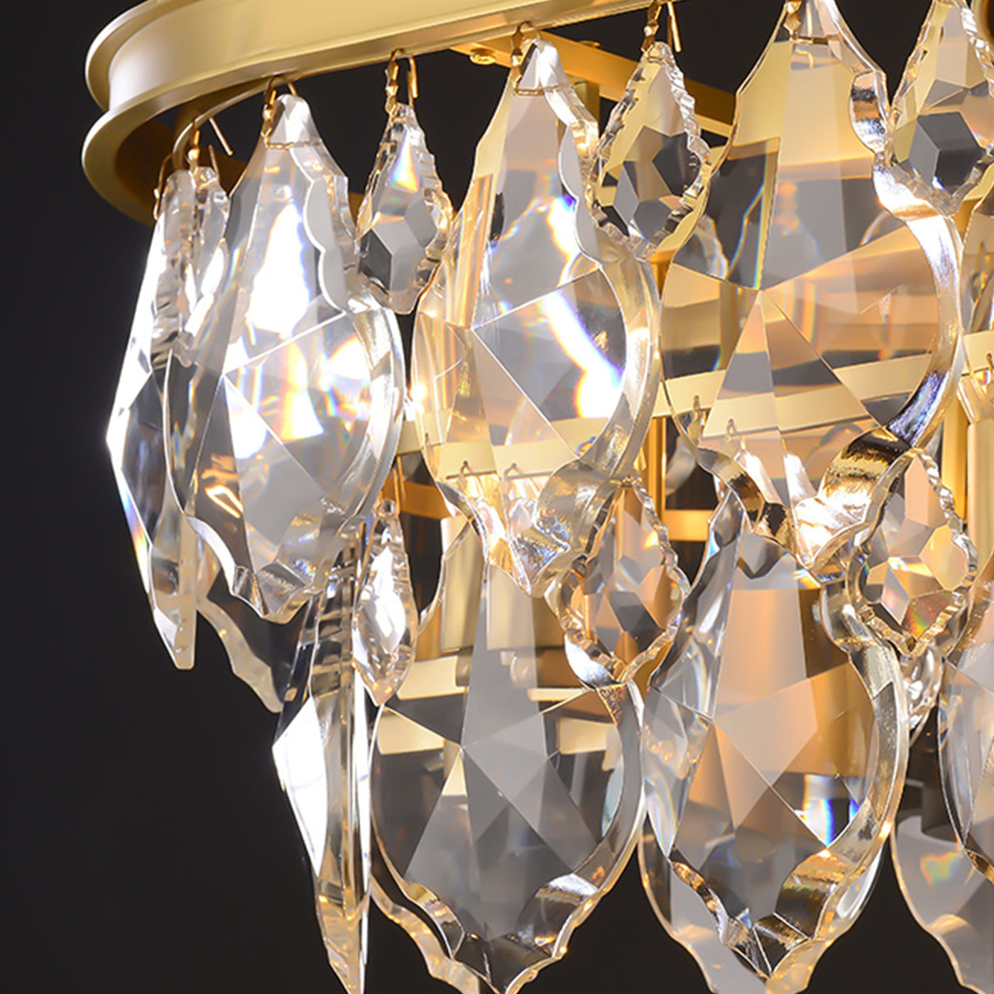 Luxury and full copper Crystal Fragment Line Chandelier