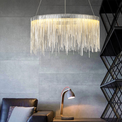 Silver tassel chain chandelier