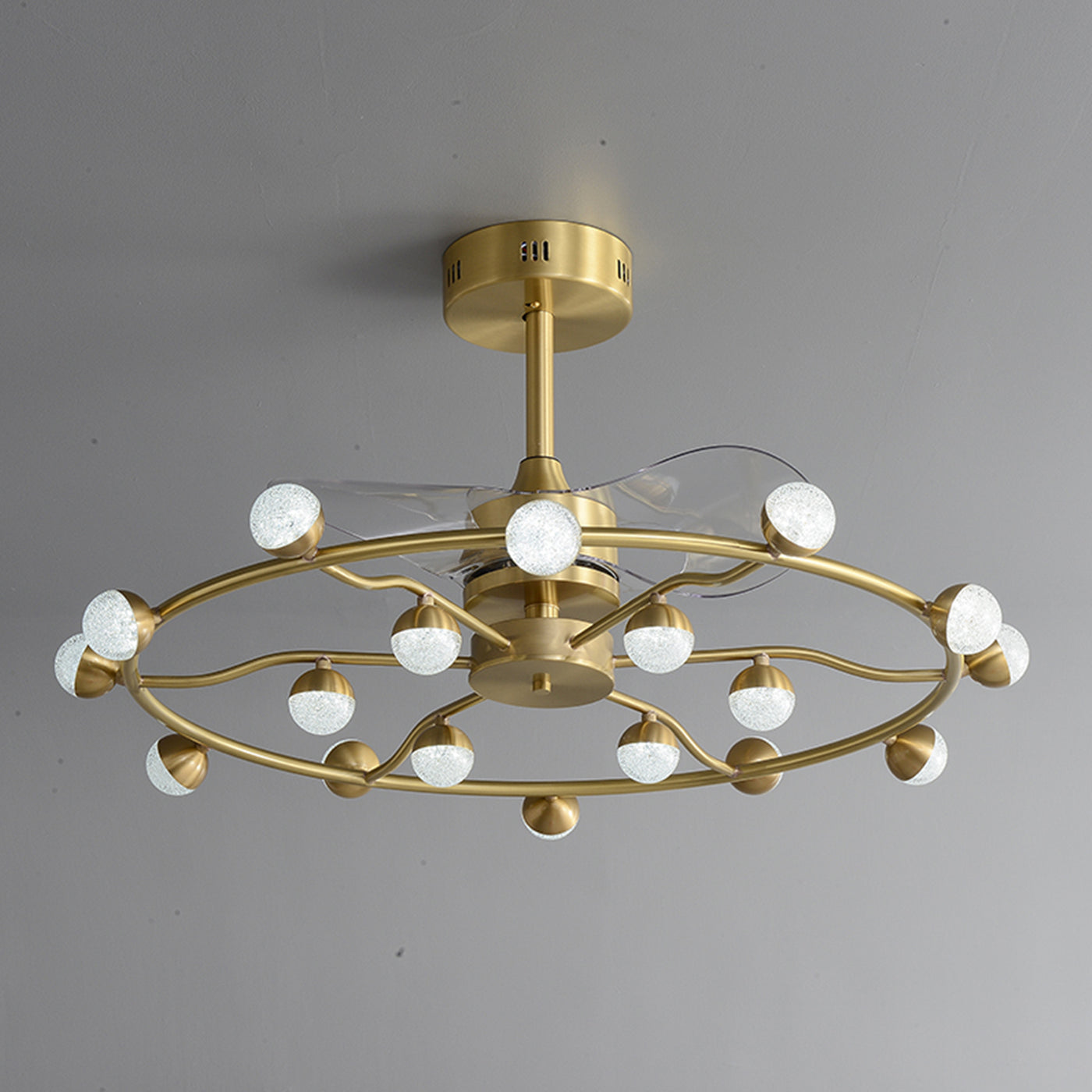 Multi Ball Round Brass Ceiling Fan