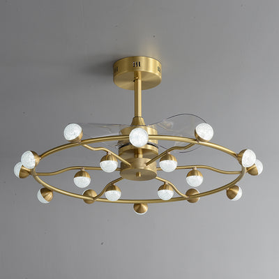 Multi Ball Round Brass Ceiling Fan