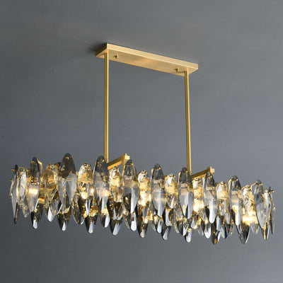 Industrial style crystal long chandelier