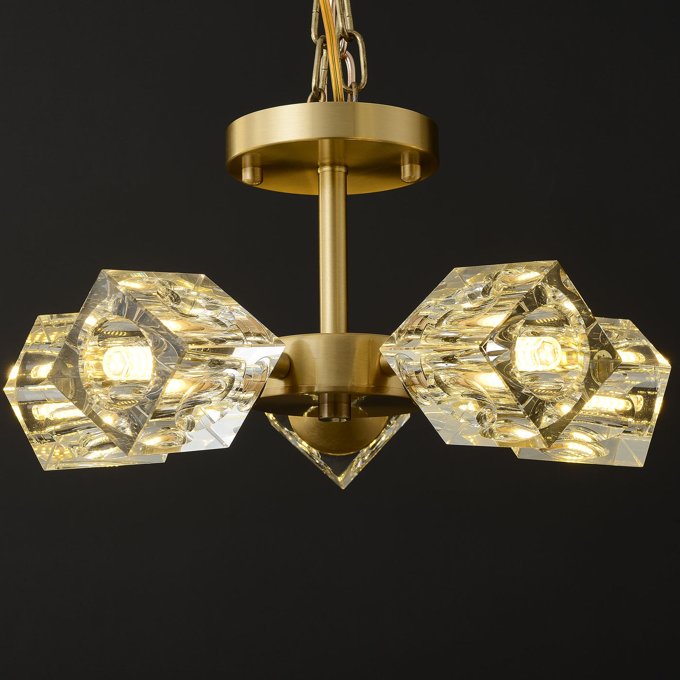 5-Lights Crystal Square Round Chandelier