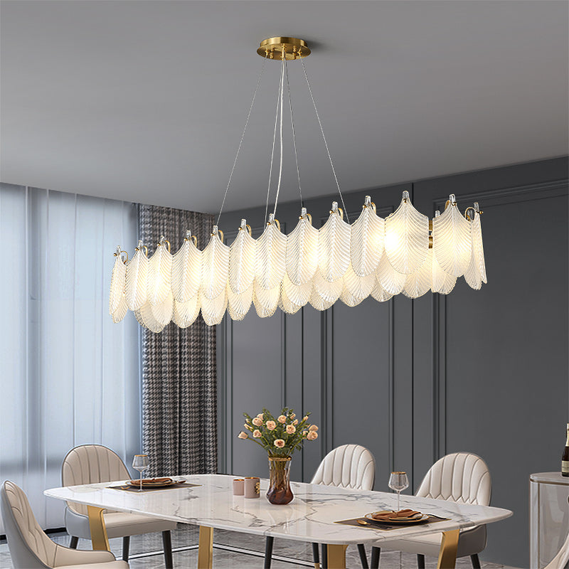 White Leaf rectangular chandelier