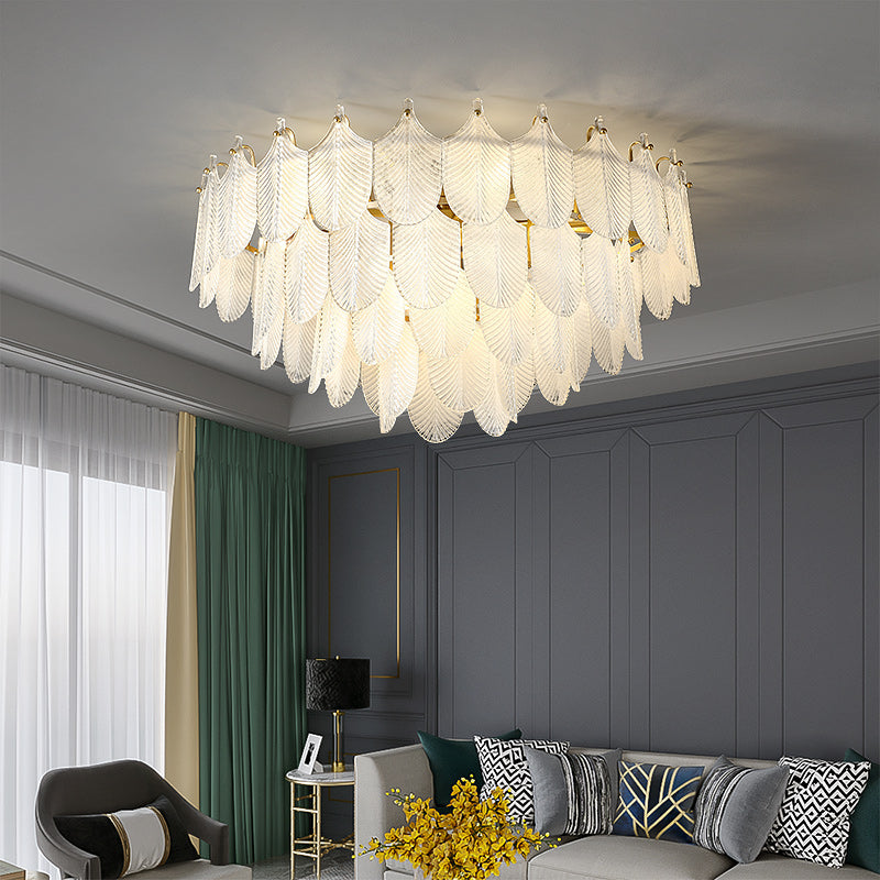 Postmodern luxury White Leaf ceiling lamp