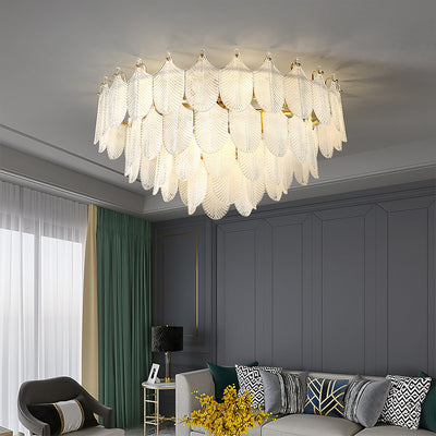 Postmodern luxury White Leaf ceiling lamp