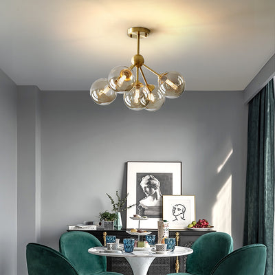 Amber Ball Gold Chandelier