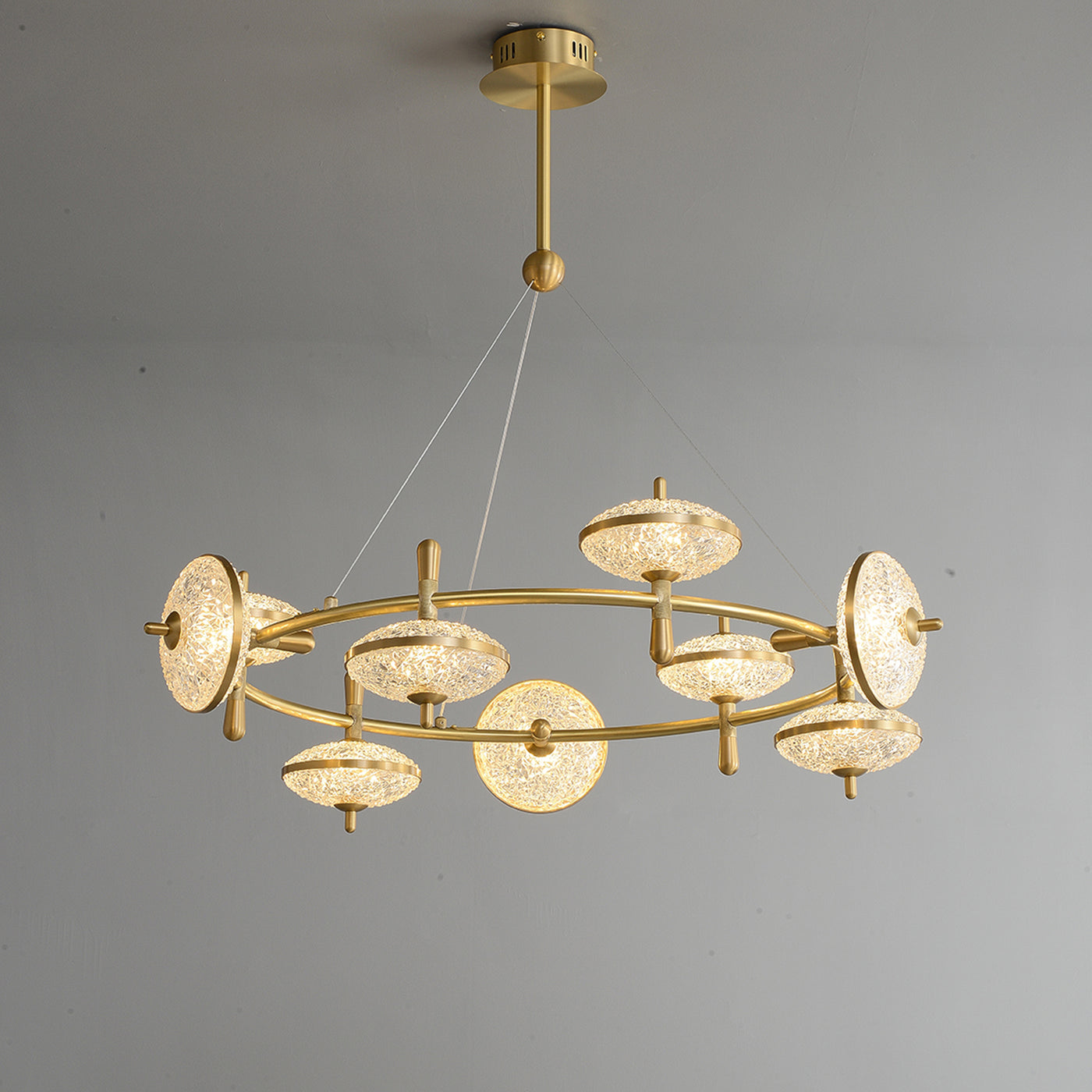 Creative brass disc chandelier