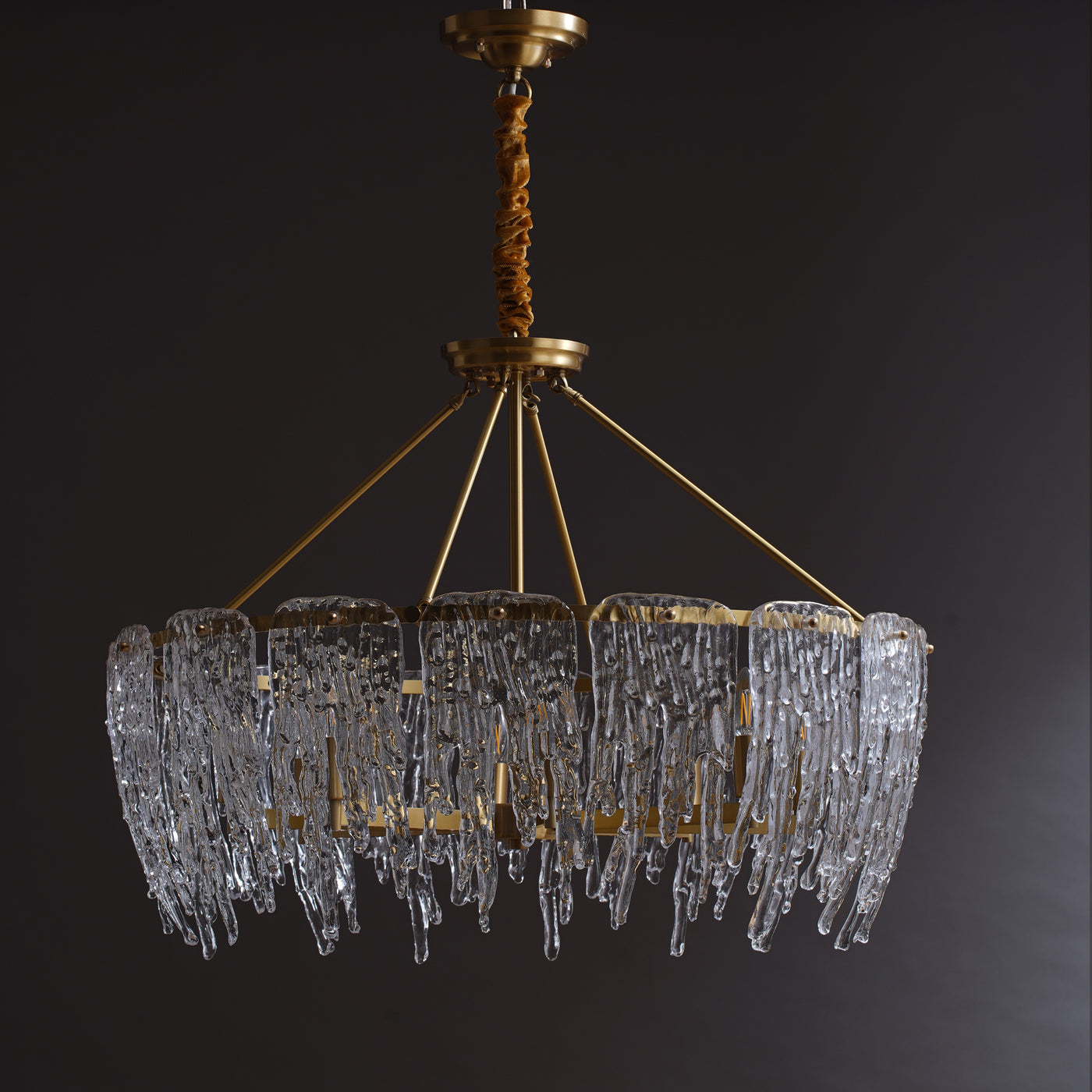Postmodern luxury and full copper raindrop chandelier