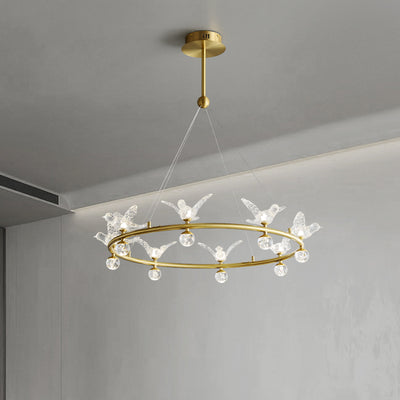 Multi birds ring chandelier