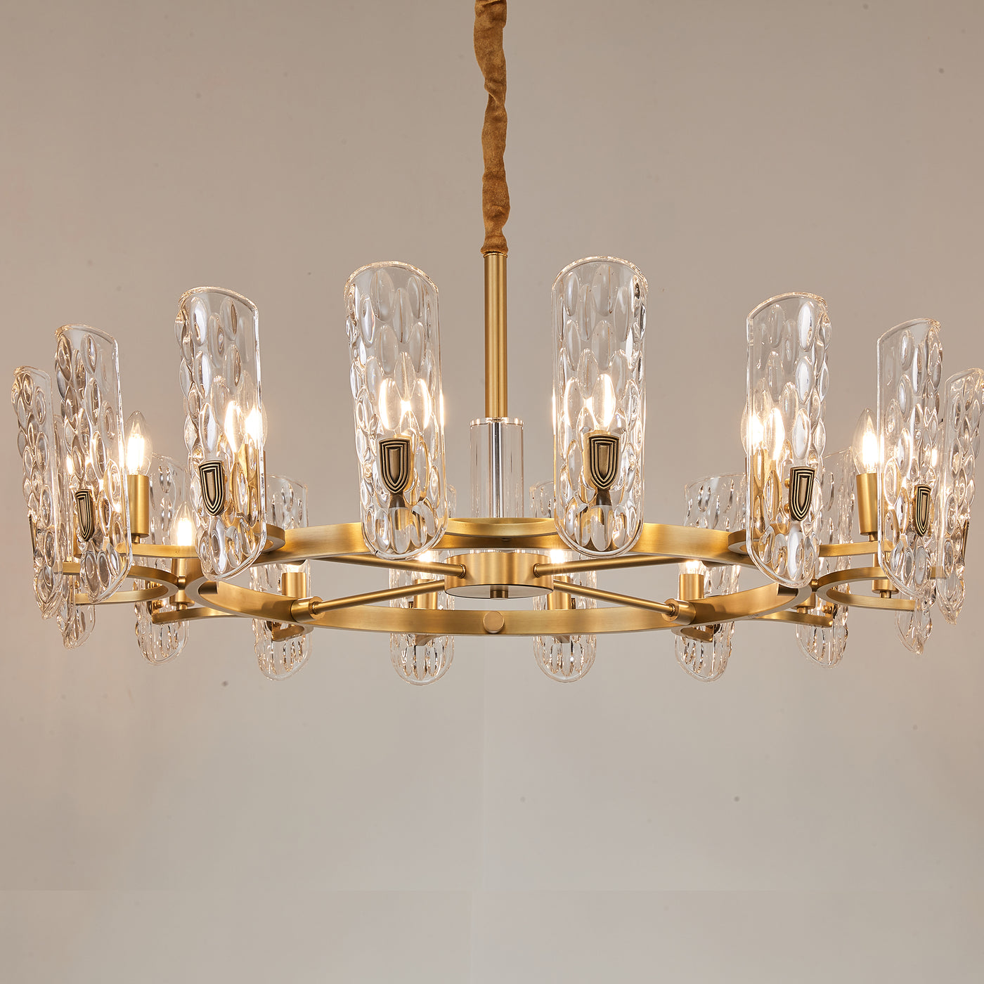 Water pattern glass gold chandelier