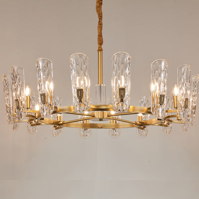 Water pattern glass gold chandelier
