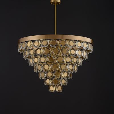 Conical Gold Coin Crystal Chandelier