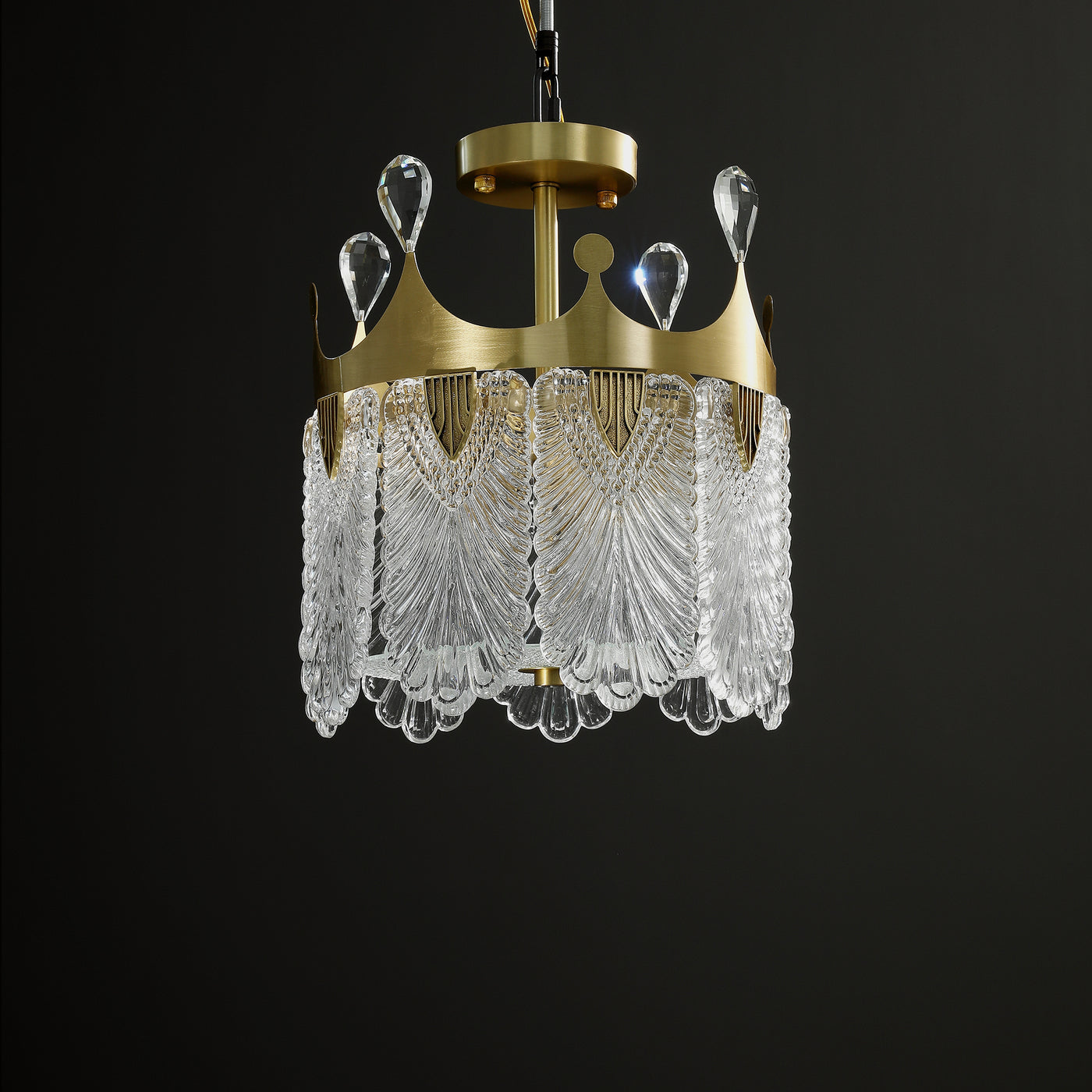 Creative crown Handmade Glass Round Chandelier