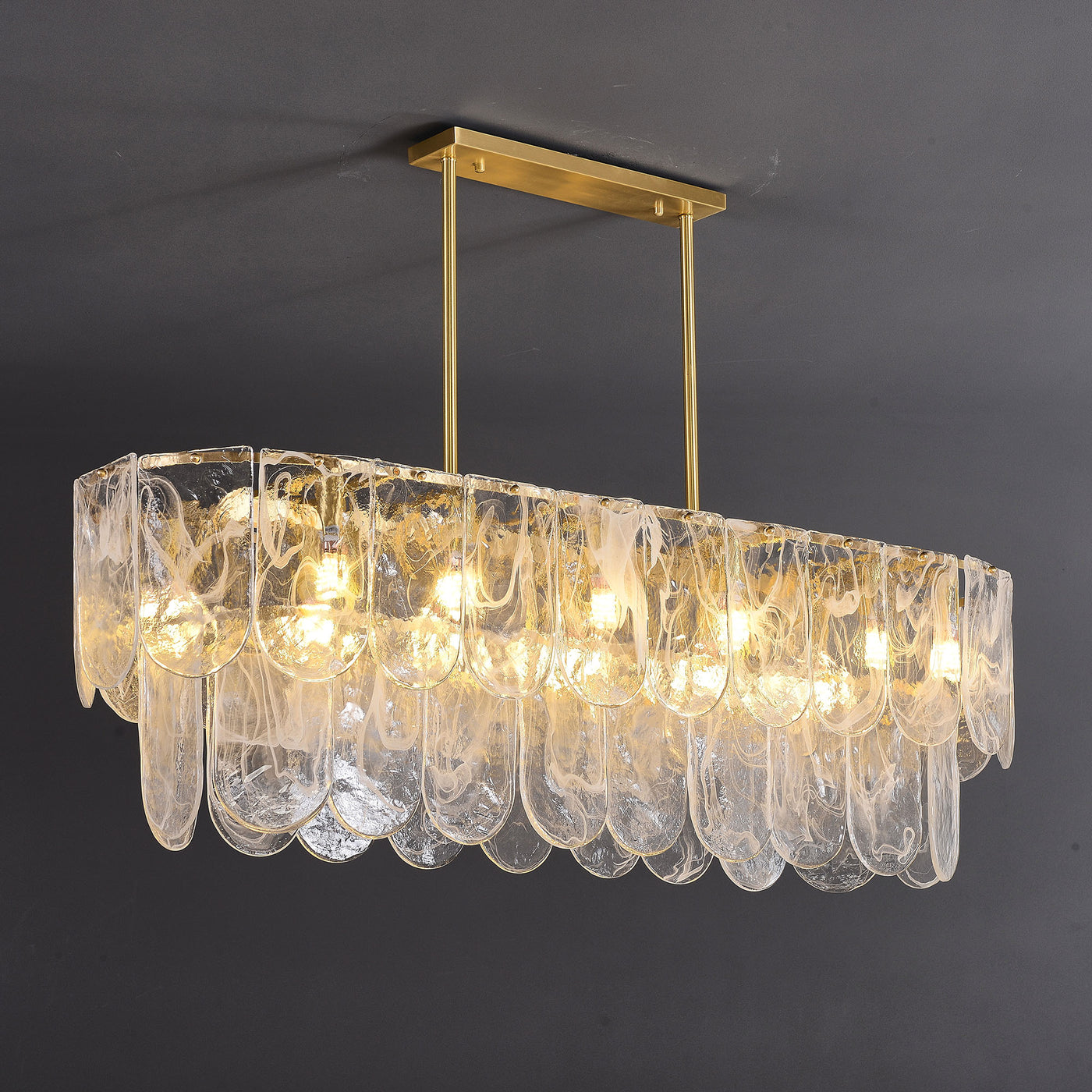 Rectangle Transparent Glass Chandelier