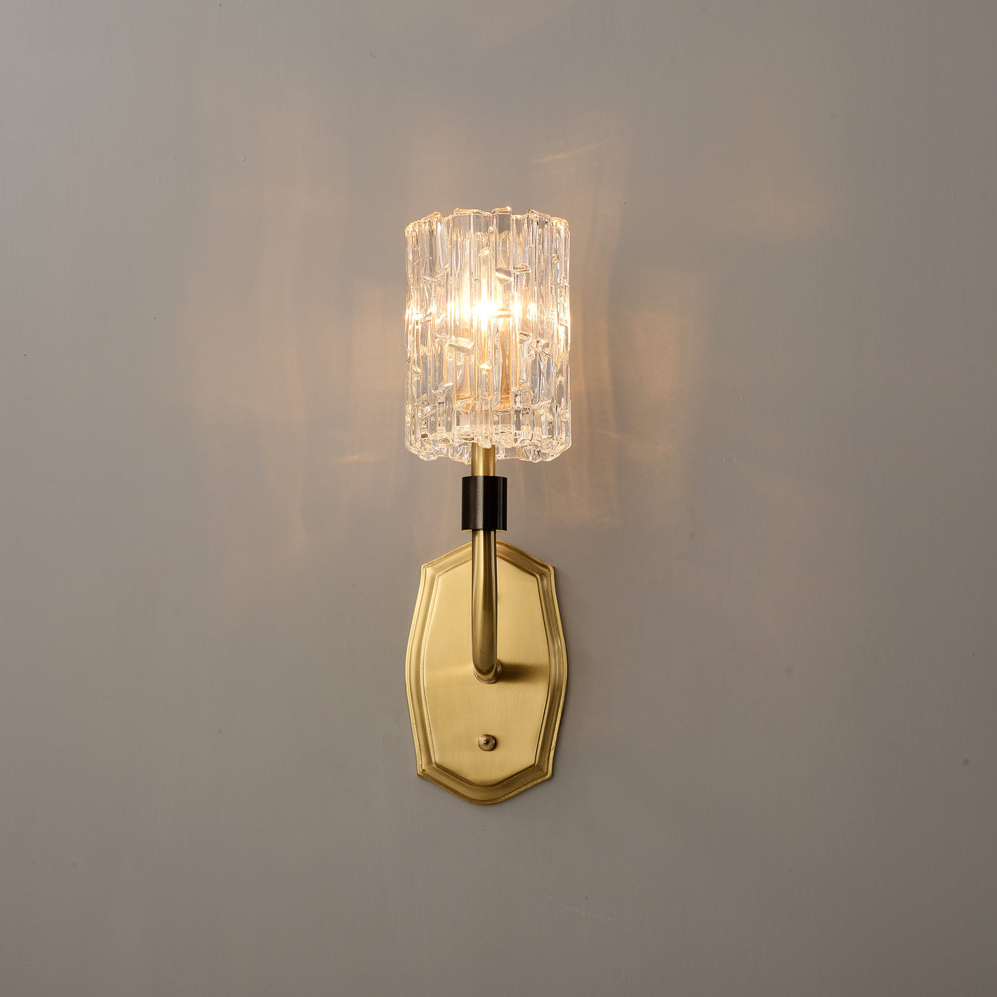 Clear Fluted Grass Metal Wall Sconce