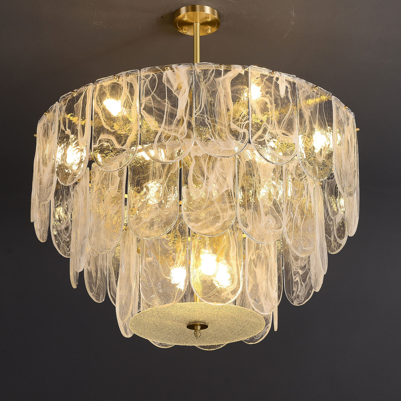 Transparent Glass Three-tier Chandelier