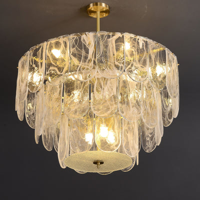 Transparent Glass Three-tier Chandelier