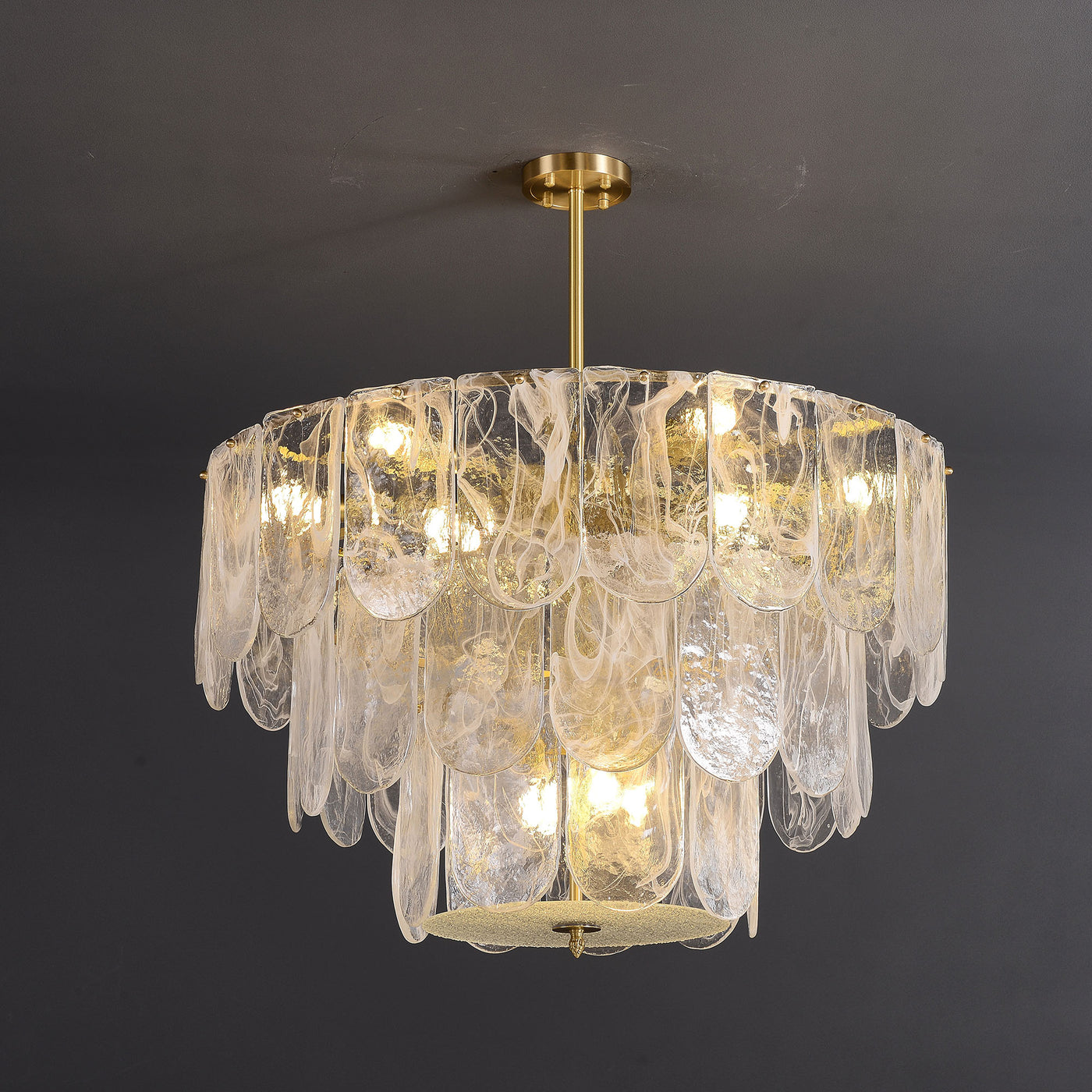 Transparent Glass Three-tier Chandelier