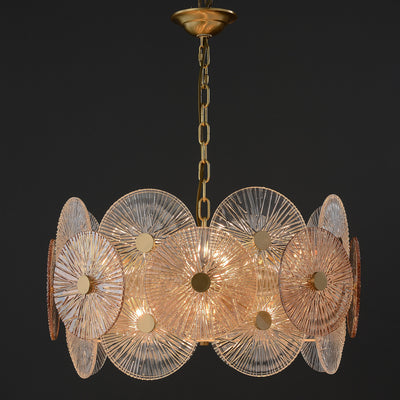 Round Transparent Wheel Brass Chandelier