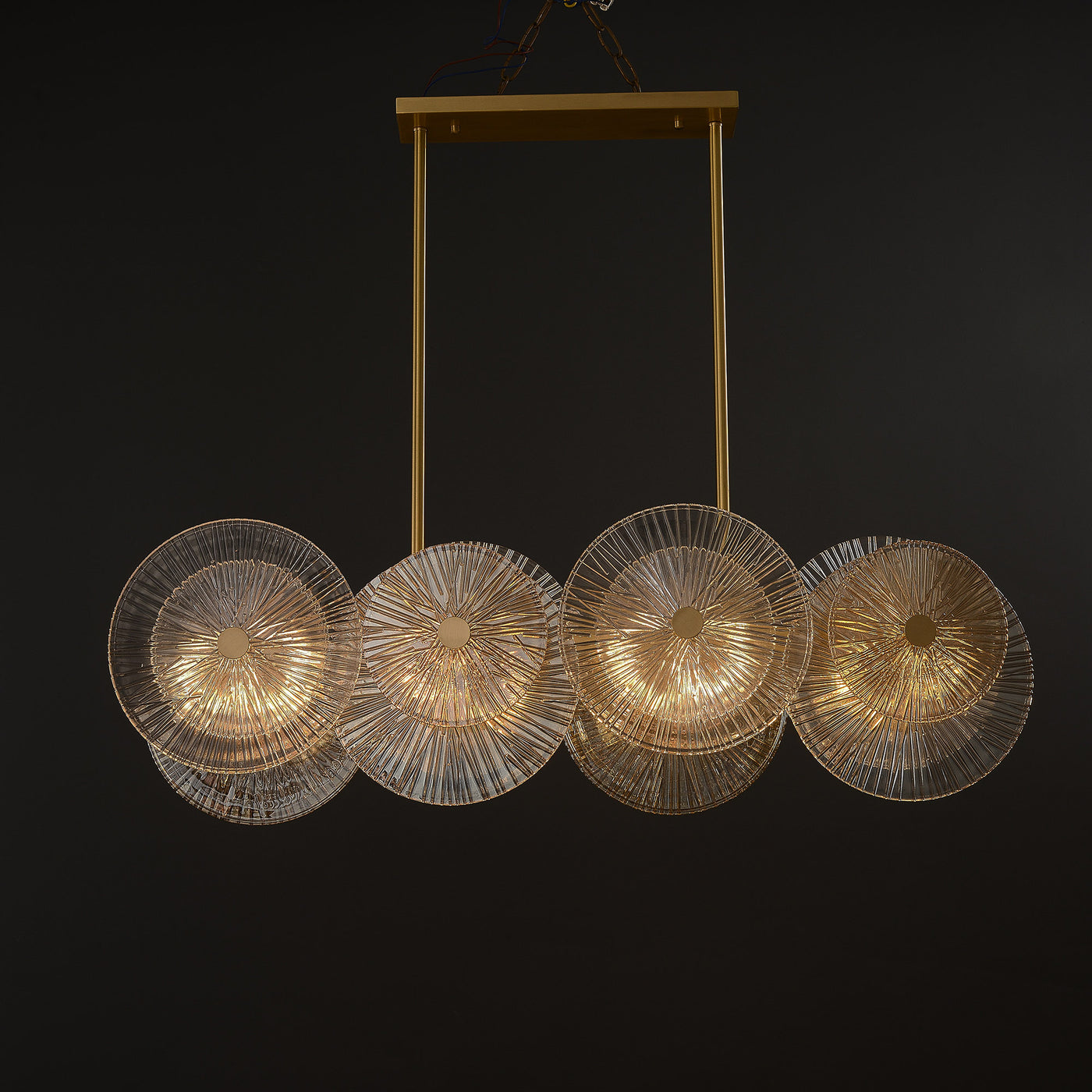 Rectangle Transparent Wheel Glass Chandelier