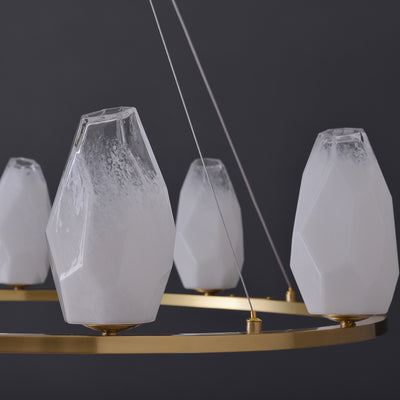 Round 10 Lights Lily glass chandelier