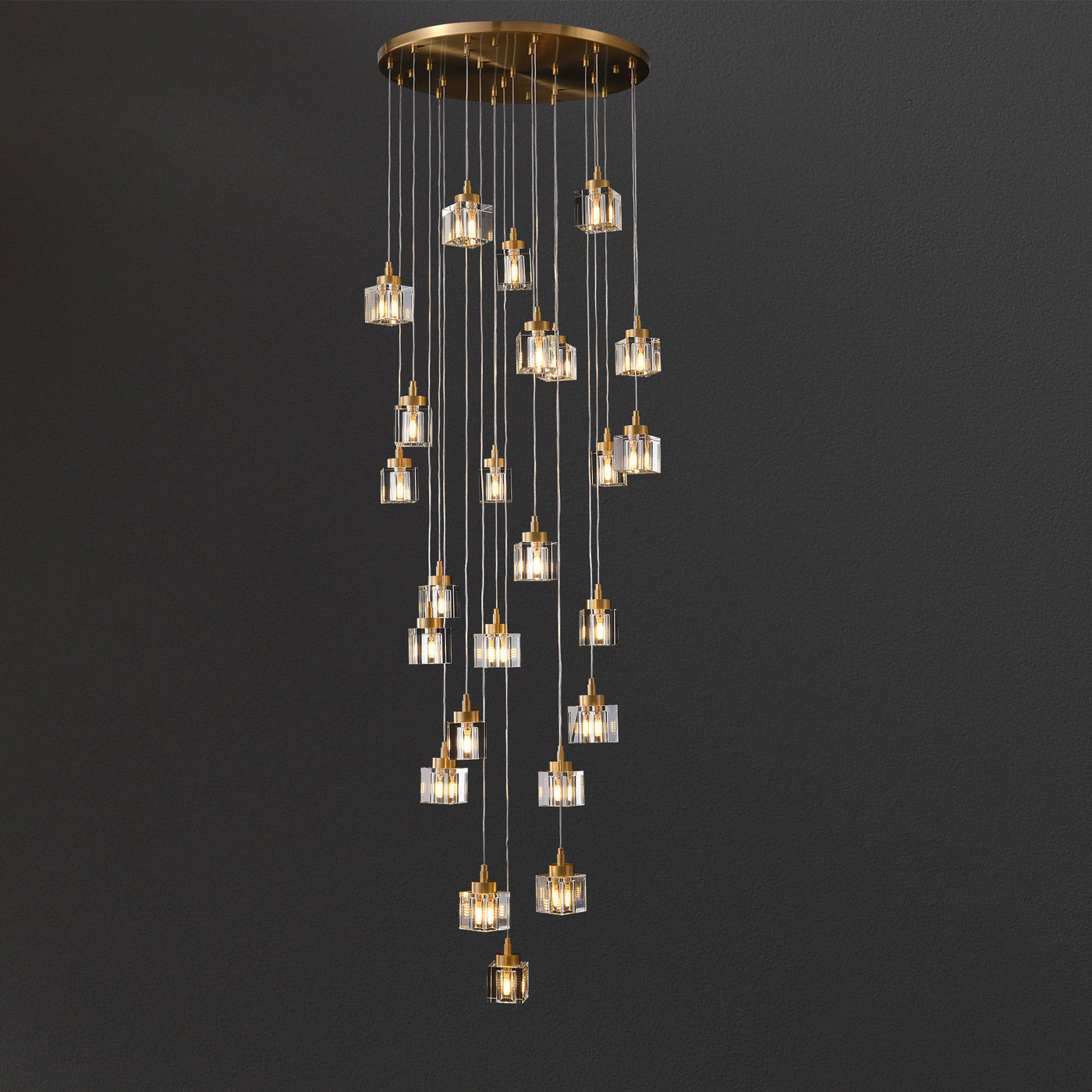 24 Lights Cube Crystal Chandelier