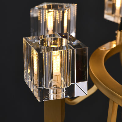 6 Light Round Cube Crystal Chandelier