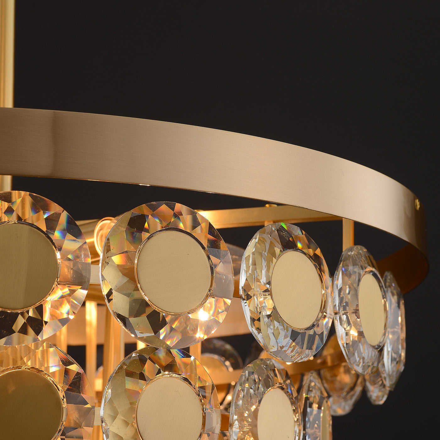 Conical Gold Coin Crystal Chandelier
