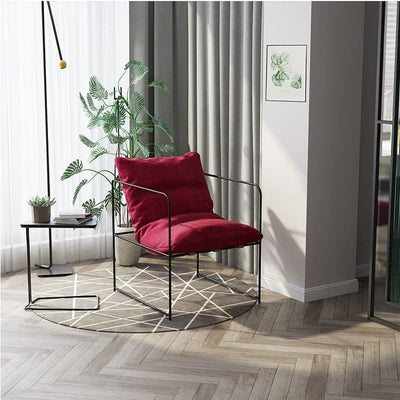 Fabric wrought iron single lounge chair