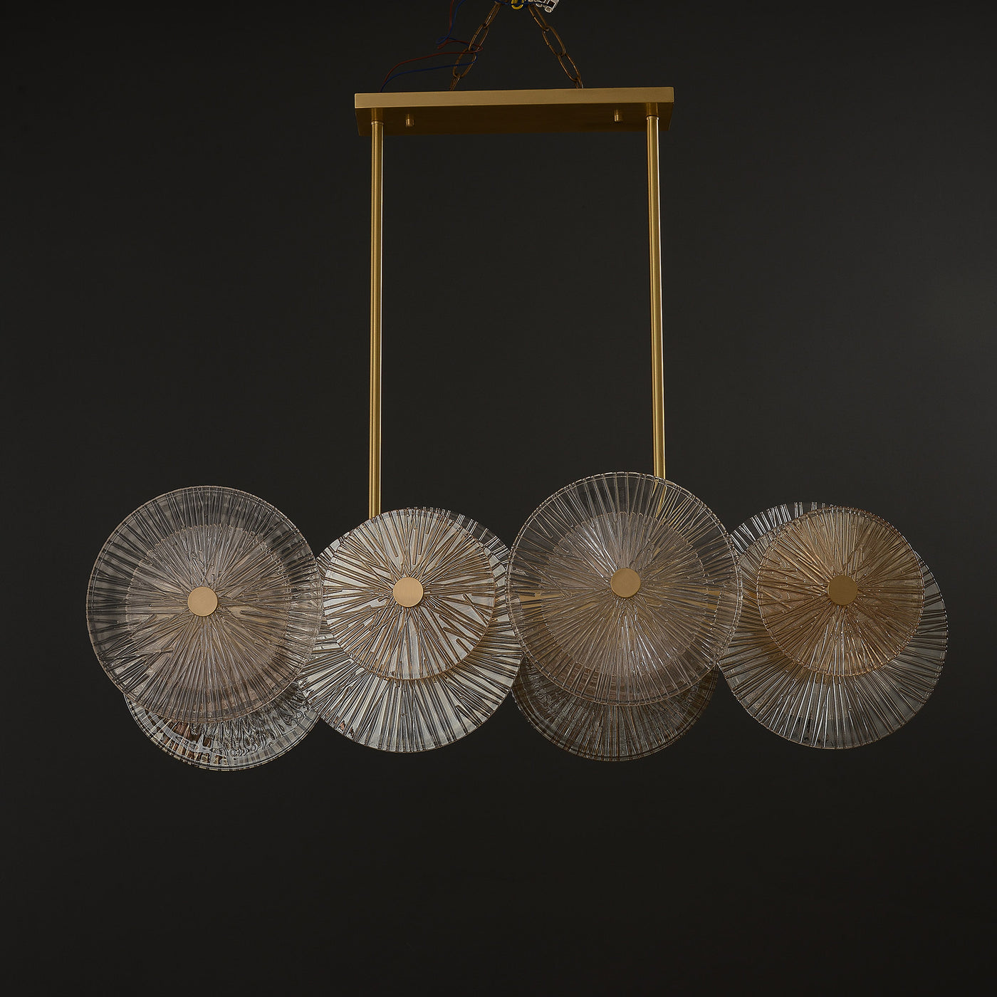 Rectangle Transparent Wheel Glass Chandelier