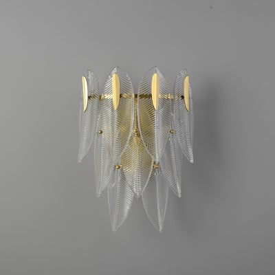 Transparent Leaves Brass Glass Wall Sconce