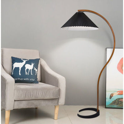 Pleated floor lamp solid wood