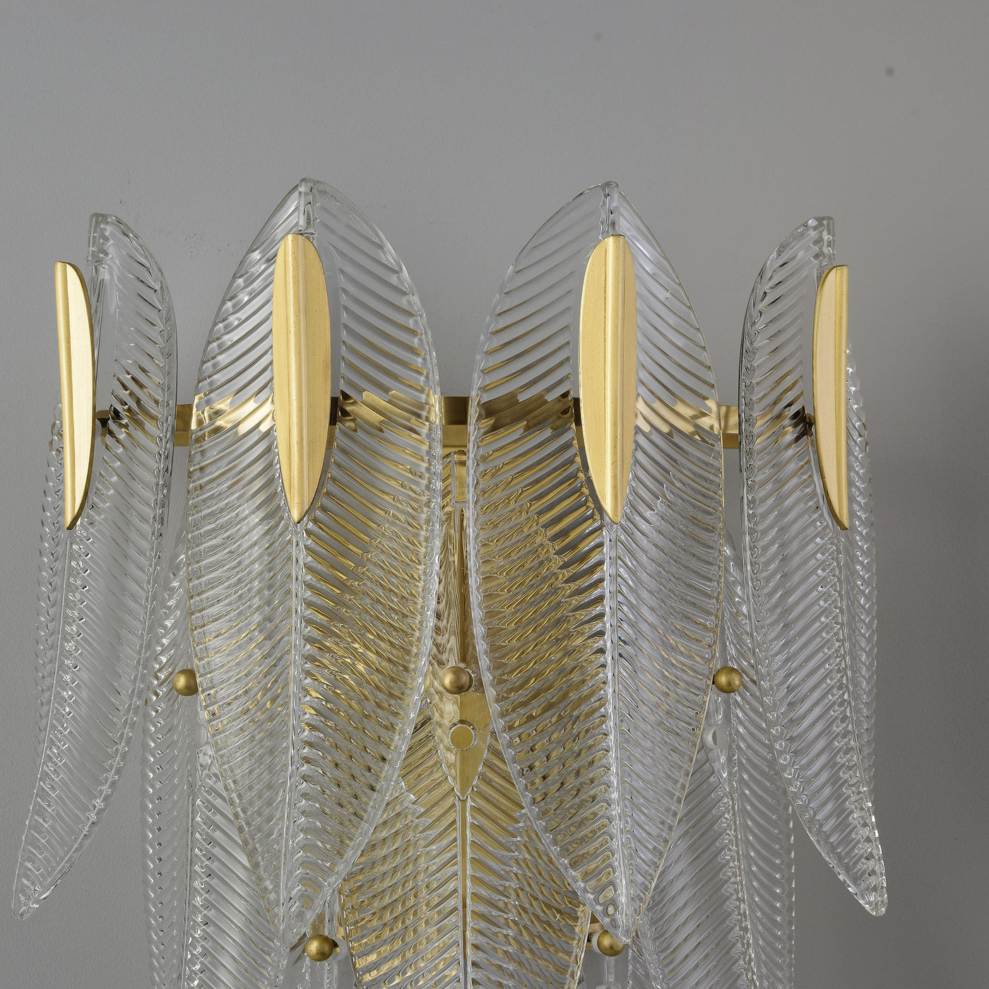 Transparent Leaves Brass Glass Wall Sconce